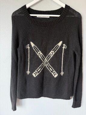 Woolrich black white ski graphic wool mohair blend long sleeve sweater Women’s S